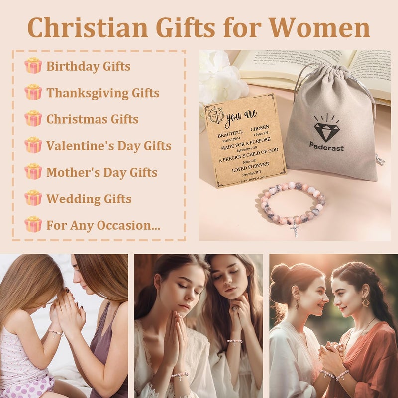 Paderast Christian Christmas Gifts for Women, Religious Cross Bracelet Gifts for Women/Daughter/Friend/Sister/Grandma/Granddaughter/Godmother/Her, Inspirational Birthday Faith Based Jewelry Stocking Stuffers Gifts - Image 5